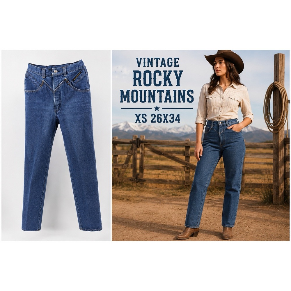 Rocky Mountain Vintage High Rise Jeans Women's XS Long 26"X 34" Western Denim